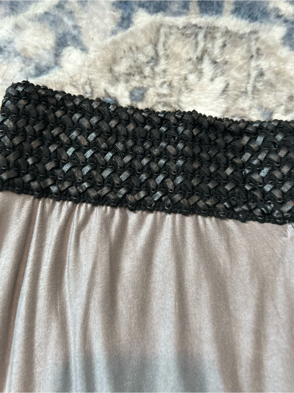 Venus Smocked Waist Maxi Skirt in Gray with Black Band